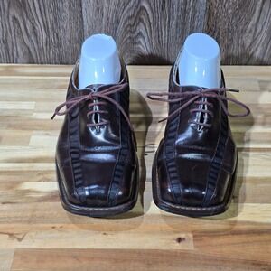 Zota Men's 9.5 Brown Leather Square Toe Oxford Lace Up Dress Shoes Formal Wear